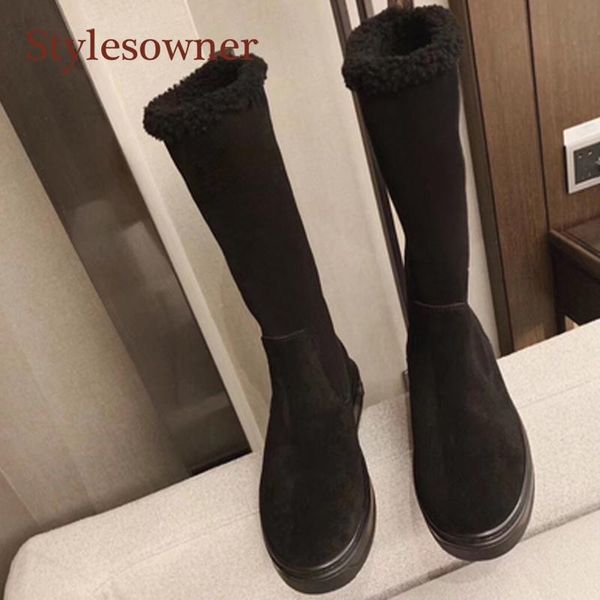 

wool sheepskin winter woman snow boots all-match thick-soled mid-tube waterproof black comfortable boots 2020 new fashion shoes