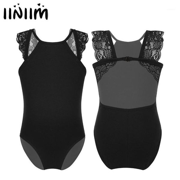 

ballerina clothes kids girls sleeveless lace cutout back ballet dance wear gymnastic leotard for teen stage performance jumpsuit1, Black;red