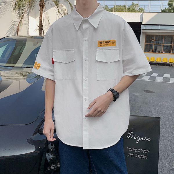 

2021 summer chess man's shirt size long sleeves clothes fashionable inch beautiful white hpag, White;black