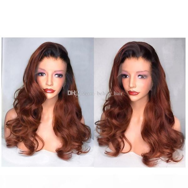 

1b 30# body wave ombre full lace wigs human hair two tone with baby hair glueless full lace wigs brazilian for women, Black;brown