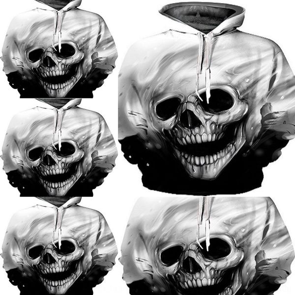 

aymqg 3d skull wanshengjie digital printing hooded men's autumn wanshengjie clothing skull clothing 3d digital printing hooded sweater, Black