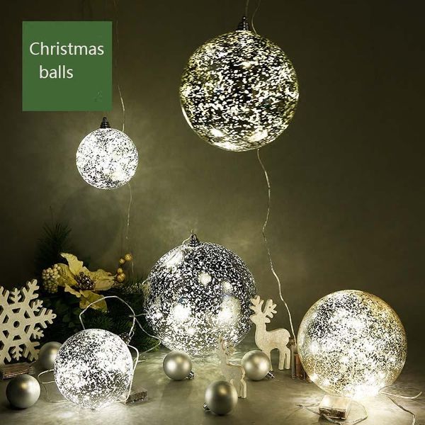 

silver christmas ball transparent glowing pendant wedding ornaments window display lamp home party decoration without battery