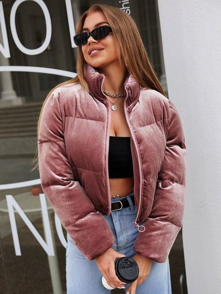 

zip up velvet winter coat b0lf#, Black