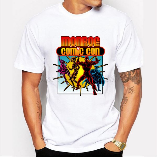 

2018 new arrivals monroe comic con logo colorfull cartoon design male short sleeve boy's casual funny sport sweatshirt hoodie t shirt