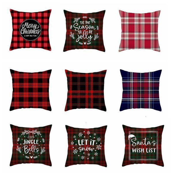 

case cotton plaid deer hold cases christmas snow stripe pillow cover fashion sitting room sofa decoration ewc676 ou2a