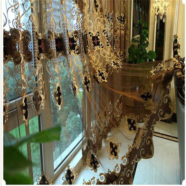 

curtain & drapes european luxury king queen brown embroidered gold curtains for the living room with sheer els suitable bedroom