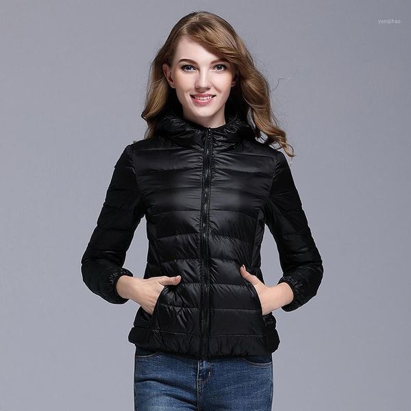 

hooded ultra-light fashion lightweight down jacket female korean version of white duck down to keep warm, thin and thin1, Black