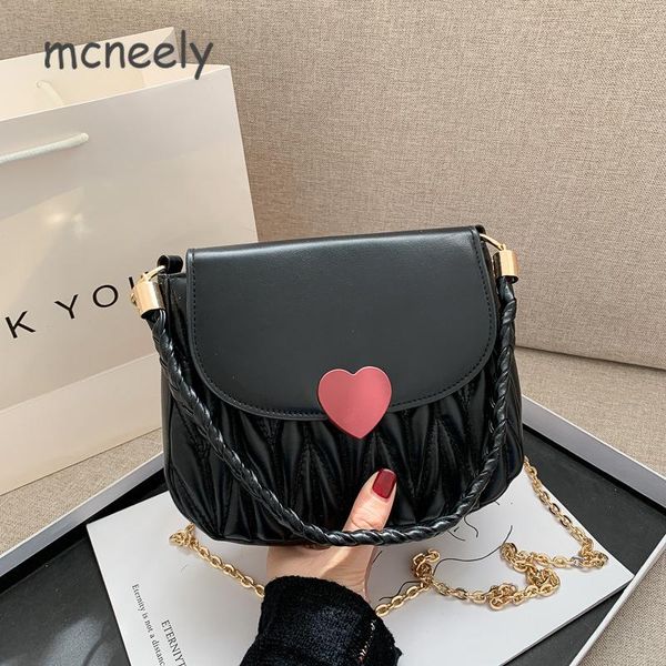 

cross body style women's bag fashion one shoulder french underarm chain peach heart messenger small square