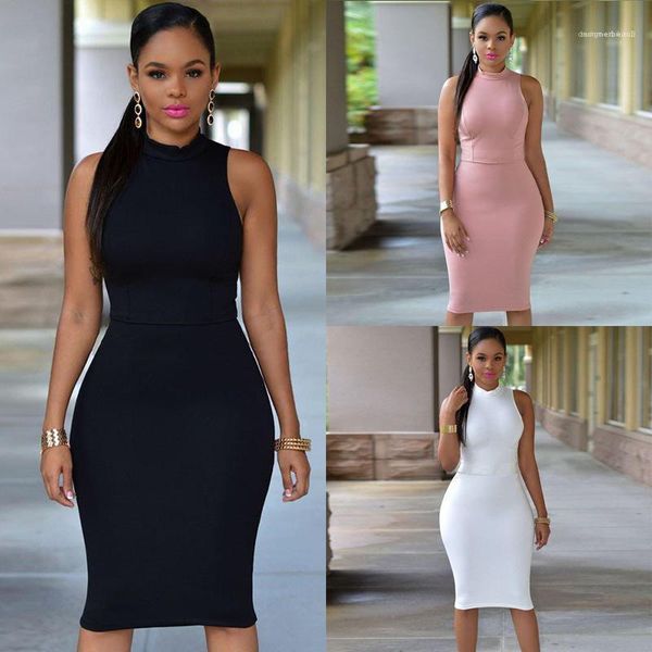

slim hollow out ladies dress summer sleeveless o neck womens dress 2020 elegant bodycon solid package hip dresses fashion, Black;gray