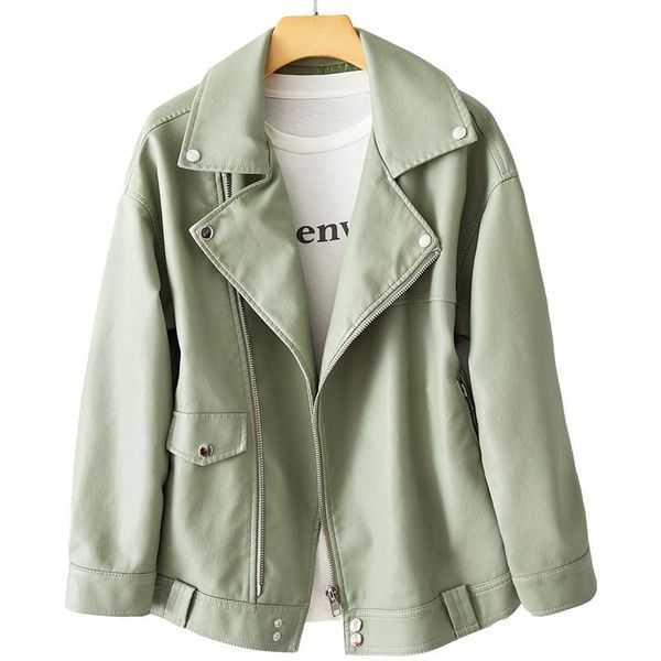 

jemezpin faux pu leather jacket for women casual plus size loose outwear motorcycle biker punk streetwear jackets coat female, Black