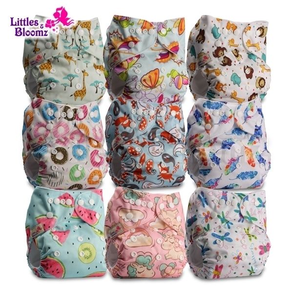 

littles&bloomz] 9pcs/set baby washable reusable real cloth pocket nappy, 9 nappies/diapers and 0 microfiber inserts in one set 1016