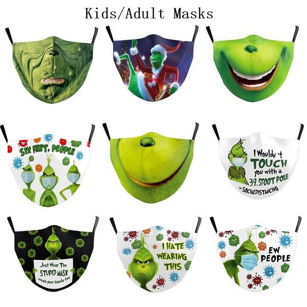

grinch stole christmas cosplay masks kids party favors green merry xmas halloween street sports washable dust proof mask qylayd
