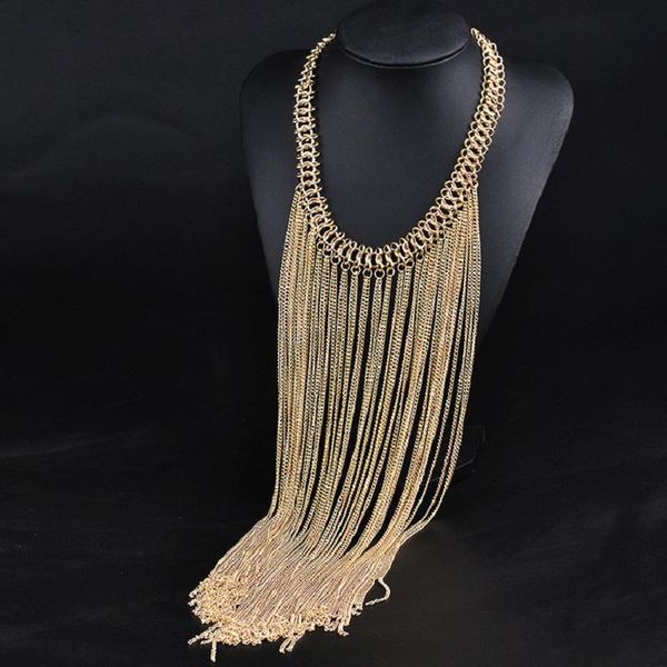 

vintage boho choker bohemian collar fashion gold silver plated long necklace maxi statement tassel necklace women 2020 jewelry
