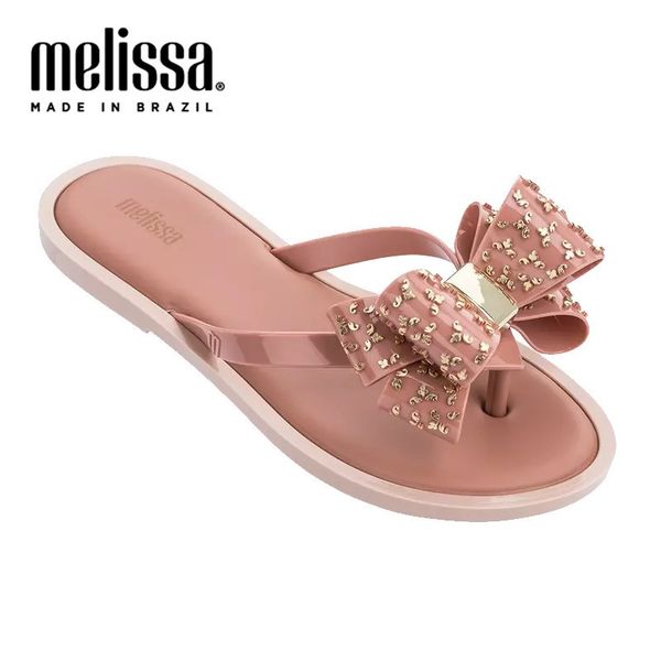 

2020 new melissa women slippers bow slides summer beach shoes woman slippers ladies melissa sandals x1020, Black
