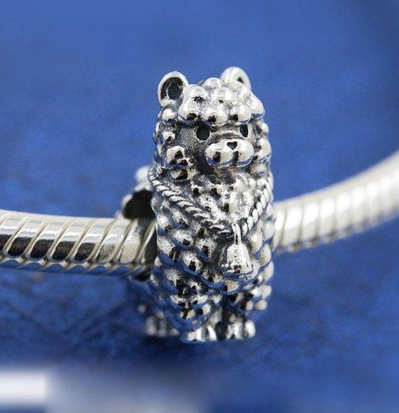 

925 sterling silver lovely fluffy llama animal charm bead for european jewelry charm bracelets, Black