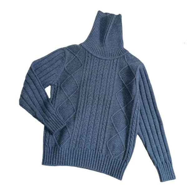 

collar 2020 boys' haze blue high cashmere thickened warm knitted middle and large children's sweater