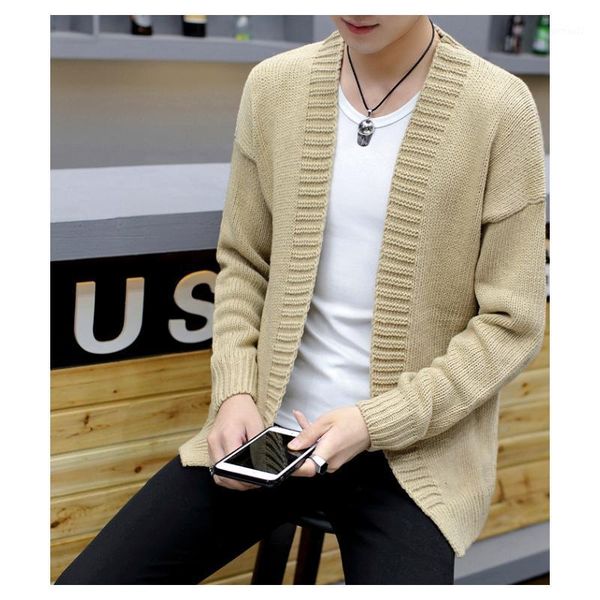 

men's sweaters autumn spring men sweater long sleeve cardigan males fashion thick warm plain color coat clothing1, White;black