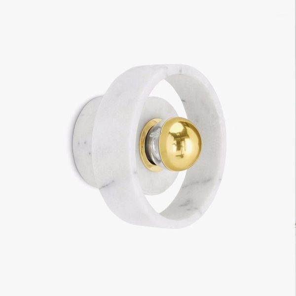 

wall lamp post-modern natural marble light luxury living room design simple creative bedside led1