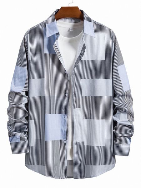 

men striped print colorblock shirt without tee v8gk#, White;black