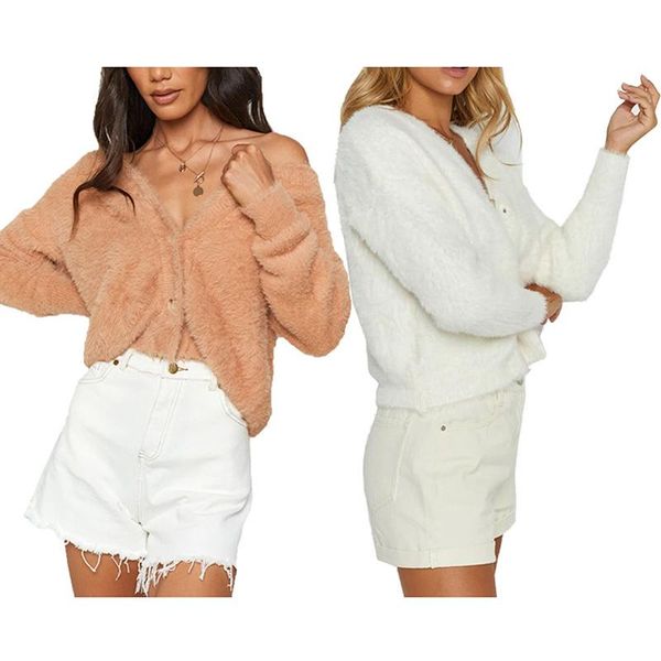 

autumn fashion faux fur jacket women 2021 winter fleece warm soft teddy coat thin jackets crop overcoat single breasted outwear, Black;brown