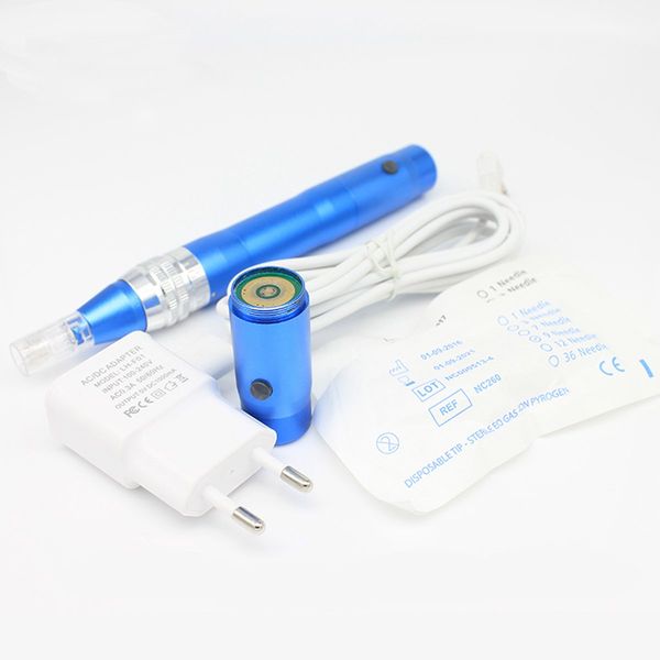 Derma Pen Auto Microneedling Therapie Derma Stamp Elektrische Mikronadel Dermapen DP05 mit 2 Batterien 10 Stück Kartuschen Expressversand