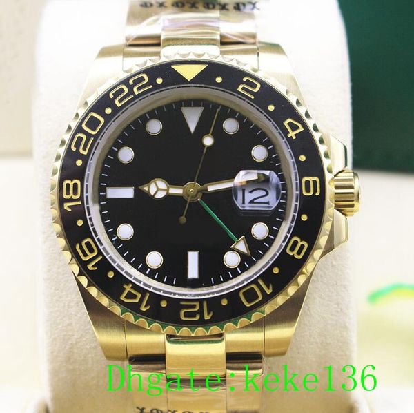 

items watch 40mm gmt batman 116713 116713ln yellow two tones gold & steel ceramic bezel asia 2813 movement automatic mens watch watches, Slivery;brown
