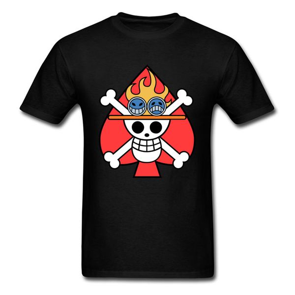 

red ace сердца череп черный топы тис горячие продажи one piece pirate mark печать группа с коротким рукавом мультфильм дизайн спорта толстов