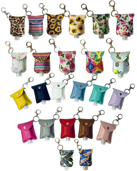 

pu leather disinfecting hand sanitizer bottle holder sanitizer holder keychain perfume bottle holder with 30ml bottle 10.5*7cm