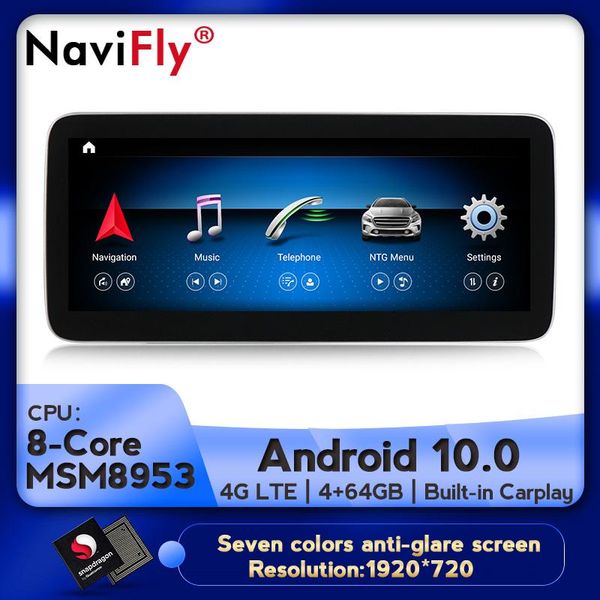 

car dvd player navifly 4gb+64gb gps navigation for a class w176 2013-2021 hd screen multimedia radio with ips bt wifi 4g