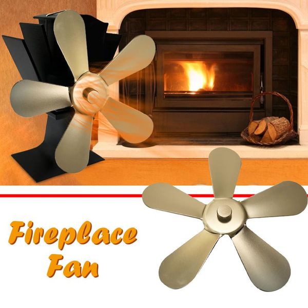 

black fireplace 5 blade for heat powered wood stove fan wood log burner fireplace fan efficient heat distribution#g30