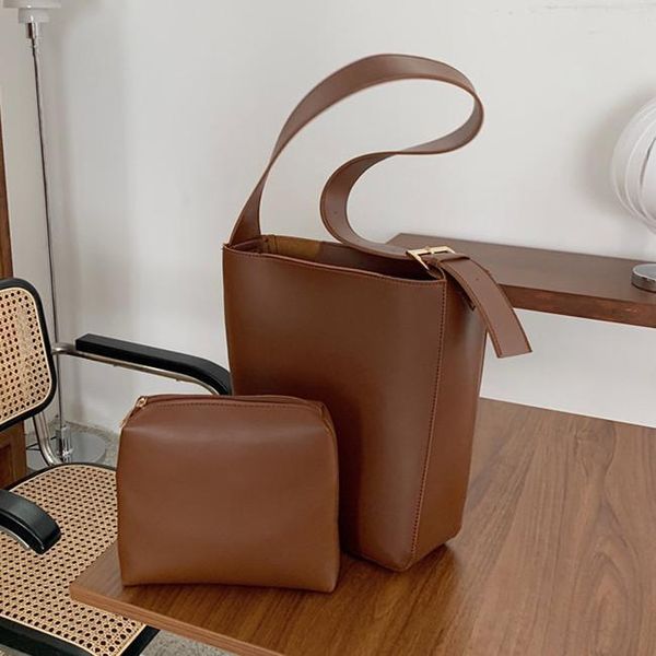 

vintage bucket shoulder bags for women large capacity soft pu leather ladies crossbody bags 2021 new female purse and handbag