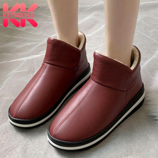 

kemekiss новые ботинки снежка женщин плюшевые fur плоский каблук женщины зима ботильоны мода теплая обувь женщина обувь размер 34-39, Black