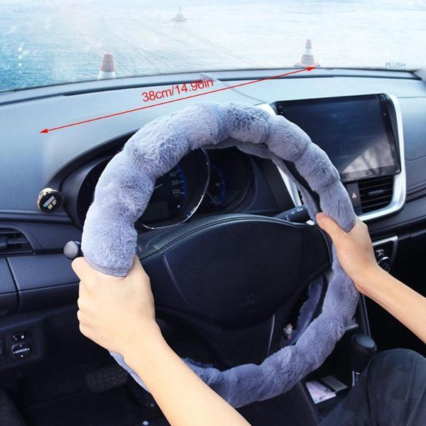 

car steering wheel cover embossed winter warm short plush 38cm universal anti-slip cover duality comfortable breathable1
