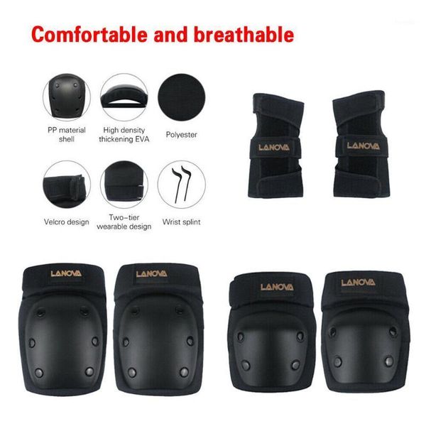 

elbow & knee pads 6pcs/set skating bike protective gear sets bicycle skateboard ice roller wrist sports protector1, Black;gray