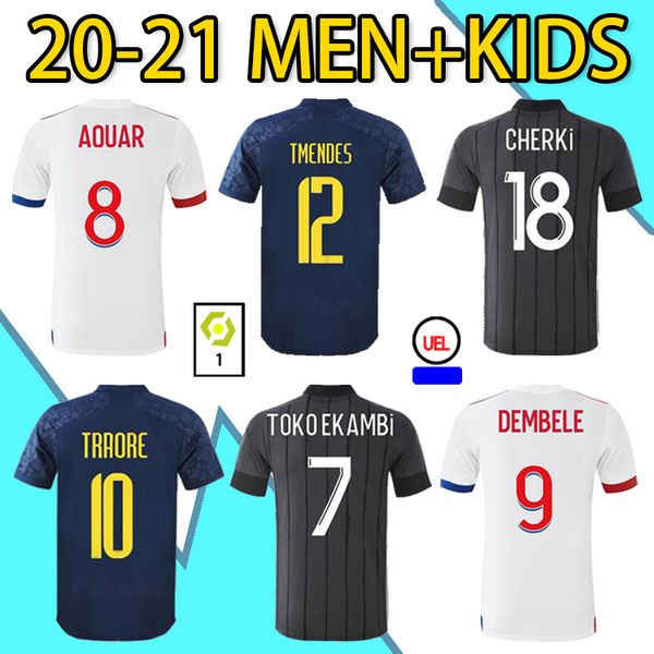 

2021 soccer jersey memphis aouar dembele kadewere toko ekambi dubois cherki 20 21 high-quality + kids kit football shirt, Black