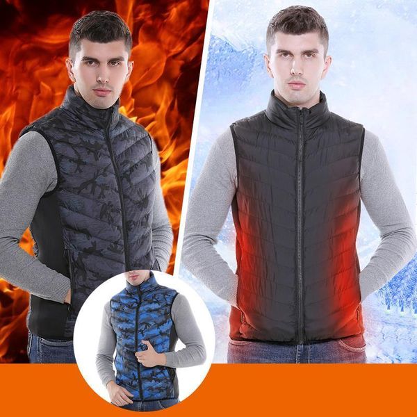 

men's vests winter jacket intelligent usb abdominal thermal coat men 2021 cotton thick parka long-sleeved clothing#g301, Black;white
