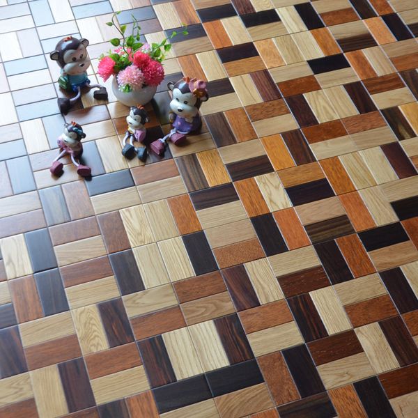 Mehrfarbiger Palisander-Mosaik-Holzboden für den Haushalt, Dekor-Hintergrund, Teppich, Küche, Tür, städtische Keramik-Bodenfliesen, individuelle Ziegelwandpaneele