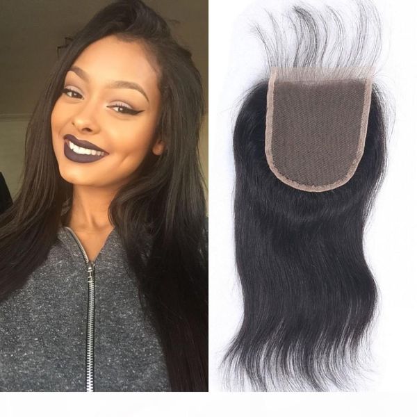 

необработанные бразильские прямое закрытие среднего свободные три части 4x4 шнурок закрытие с младенцем волосами 8-20 дюймов, Black;brown