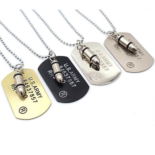 

fashion 4 colors army dog tag pendant necklace for men woman simple punk rock hip hop chains jewelry gift long necklace1, Silver