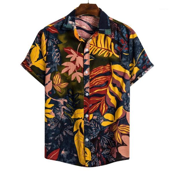 

summer stand collar short sleeve harajuku men shirt fashion vintage men hawaiian blouse quality loose casual beach henley shirt1, White;black