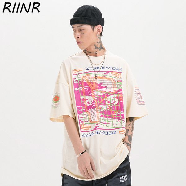 

riinr spring and summer new original trend men's digital space printing personalized short sleeved hooded sweatshirt hoodie men t shirt