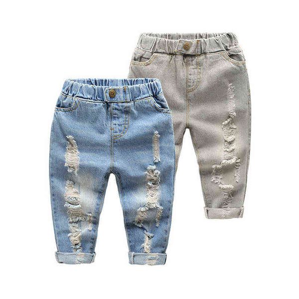 Crianças jeans para primavera e outono crianças estilo rua calças casuais crianças calças jeans g1220