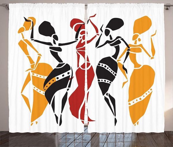 

curtain & drapes african window curtains lady dancers body silhouettes motion pose exotic characters theme living room bedroom decor curtain