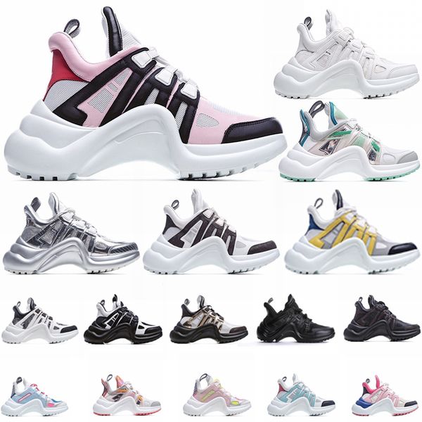 

2021 fashion designer casual dad shoes block archlight genuine leather sneakers mesh black breathable bow high sole platform shoe n2py