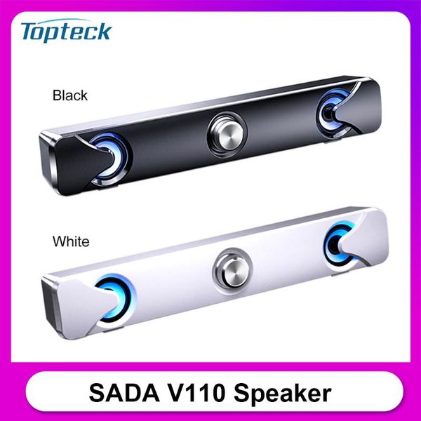 

sada v110 speaker bar computer speakers with led light 3.5mm wired for tv pc cellphone tablets desklaptop