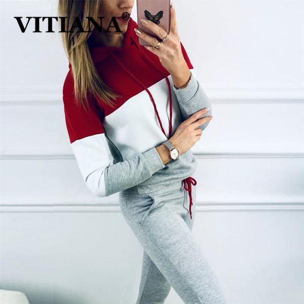

vitiana female two pieces sets women 2019 autumn 2 piece set long sleeve hoodies black pants plus size 3xl tracksuits sweatsuit t200702, White