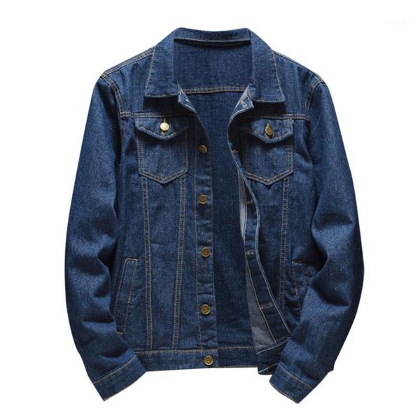 

denim jacket men autumn winter casual long sleeve turn-down collar solid denim jacket coat jaqueta jeans1, Black;brown