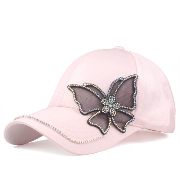 

yarbuu] new fashion black butterfly baseball cap girls and women snapback hip hop sun hat rhinestone casquett 201019, Blue;gray