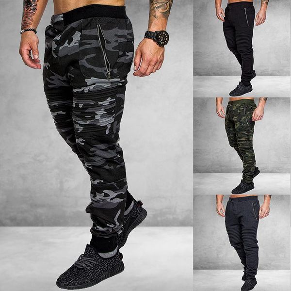 

2020 autumn casual classic men jeans new brand fashion camouflage print pocket jeans trousers cool men joggers, Blue