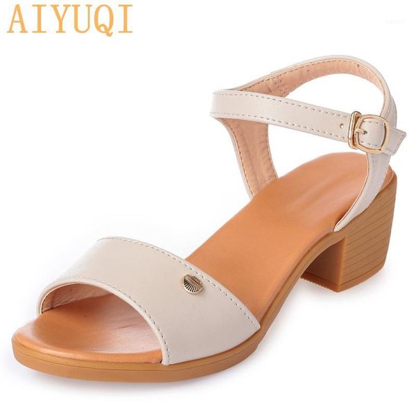 

sandals aiyuqi ladies sandles 2021 open toe fashion thick with high-quality rome women's tricolor summer for women1, Black